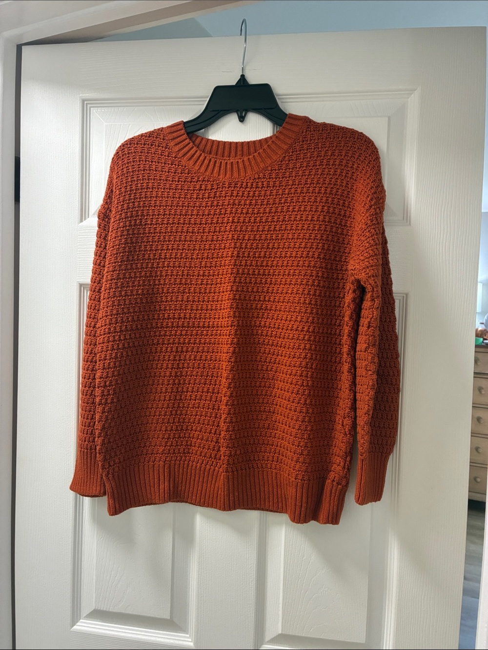 Old Navy Waffle-Knit Crewneck Sweater - Rust Orange